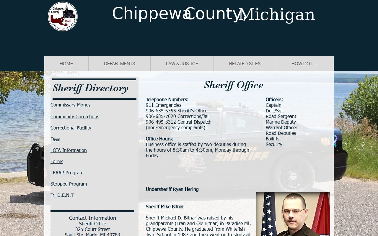 Chippewa County Sheriff office information for arrest and jail records