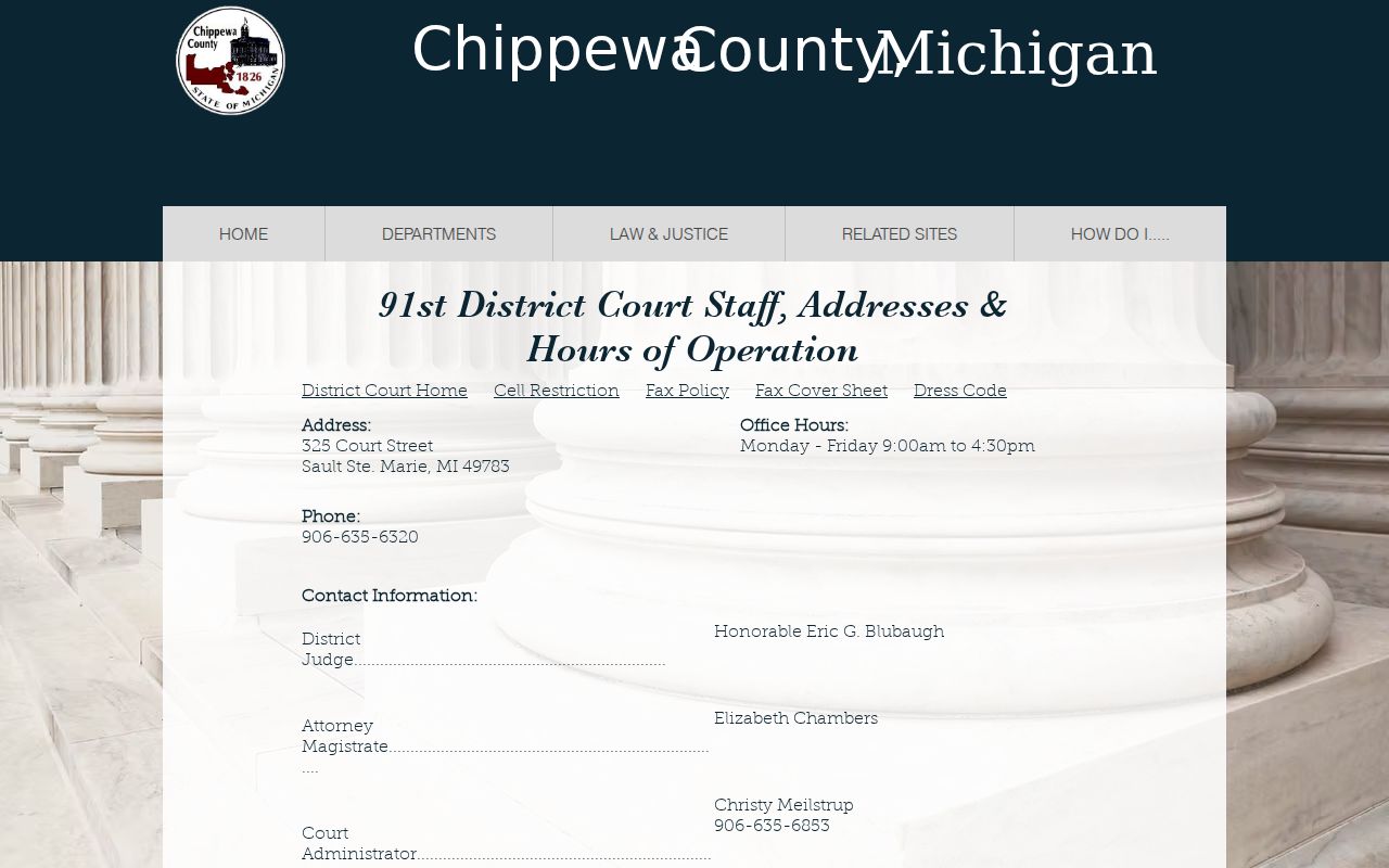 Official directory for Chippewa County 91st District Court